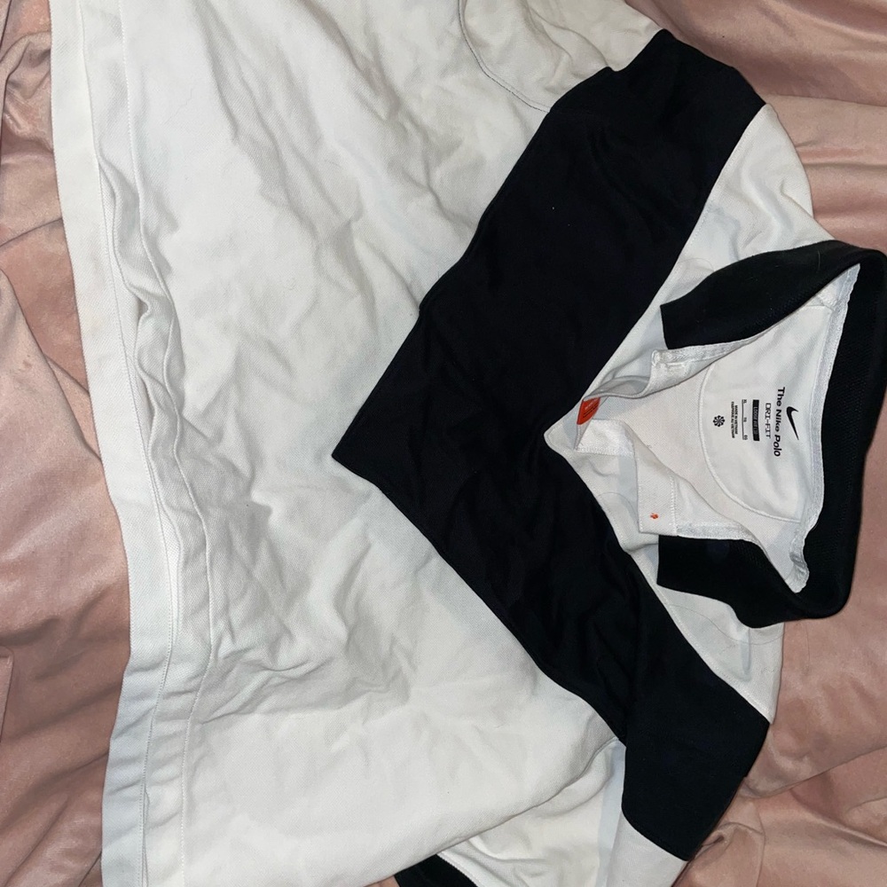 Nike Crop Black and White Polo Shirt